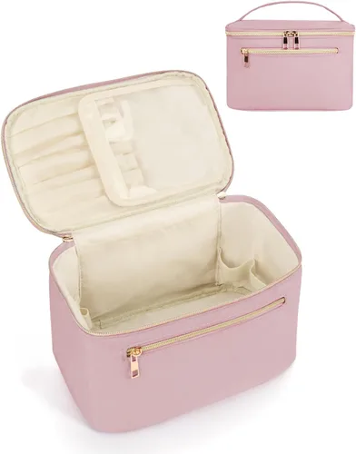 Vista 12 de Wandering Nature Bolsa de Maquillaje, Organizador de Maquillaje de Viaje, Estuche de Brochas Cosméticas para Mujeres en Cuero Vegano Ecológico, M