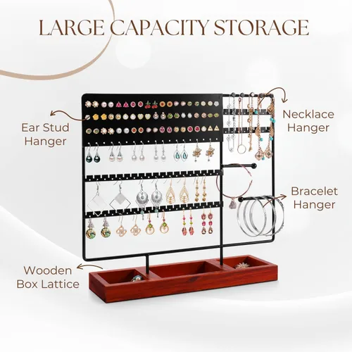 Vista 4 de Flexzion Soporte organizador de joyas, soporte para collares y aretes, pulsera y anillo, soporte para árbol de joyería, soporte de exhibición