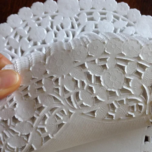 Vista 3 de 50 piezas de papel redondo blanco Lancaster Almohadillas de embalaje de tartas para decoración de vajilla de boda (10 pulgadas)
