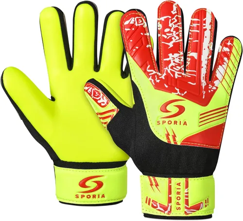 Vista 8 de SPORIA Guantes de portero para jóvenes con doble protección para la muñeca, guantes de fútbol para niños, material de látex antideslizante, guantes