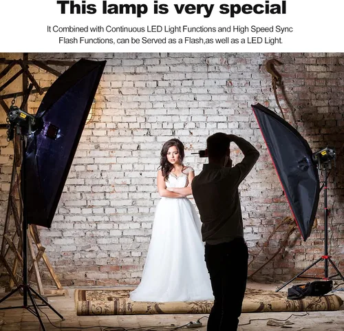 Vista 2 de Godox FV150 - Luz LED flash de 150 W 2.4G, sincronización de alta velocidad 1/8000s, CRI96+, TCLI 96+, 12000LUX, 5600 K ± 200 K, 8 modos de efectos