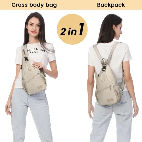 Vista 3 de LOVEVOOK - Mochila de bandolera para mujeres, casual, de nylon, para viajes, al hombro, mochila de senderismo Casual Daypack, Nylon, Travel