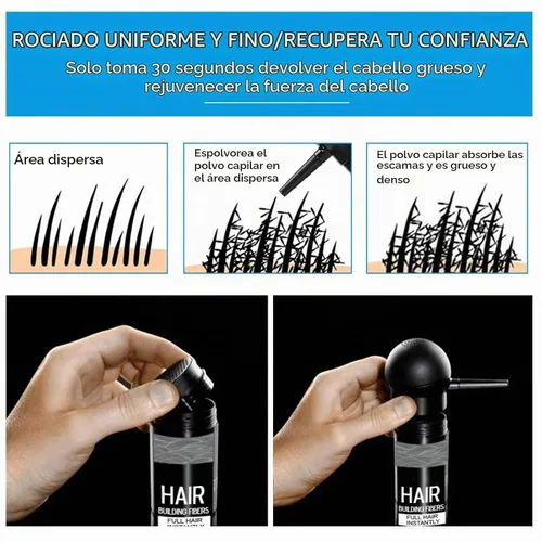 Vista 4 de Fibras de construcción del cabello para adelgazar el cabello con boquilla aplicadora en aerosol, naturales e indetectables, cabello más grueso al