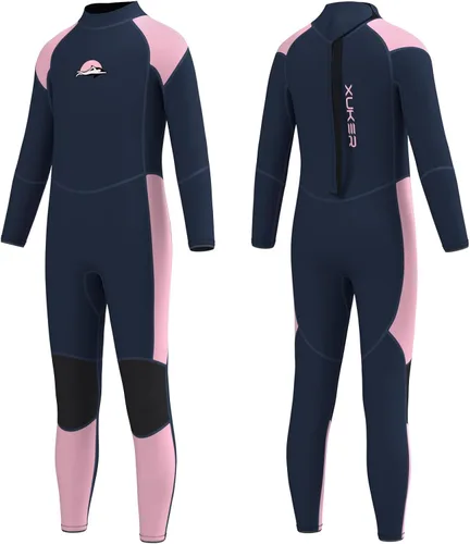 Vista 8 de XUKER Traje de neopreno para niños y niñas, 0.118 in, con cremallera trasera, de neopreno, térmico, de cuerpo completo, para jóvenes, adolescentes