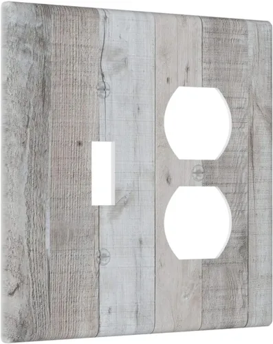 Vista 2 de Placa Decorativa para Interruptor de Luz con Veta de Madera Grizzly Cubiertas Decorativas de 2 Posiciones 1 Conmutador 1 Dúplex Placa de Pared