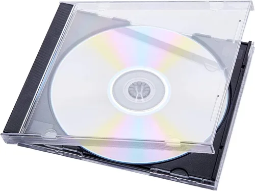 Vista 2 de Progo® Estuche estándar transparente para CD de 0.409 in con bandeja negra montada, paquete de 25