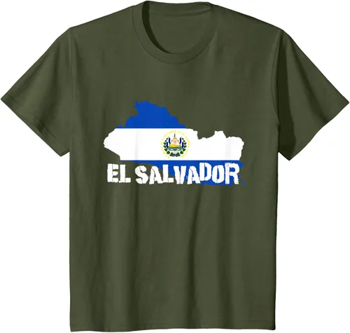 Vista 12 de Camiseta con la bandera de El Salvador, mapa de El Salvador, camiseta de Salvador para mujer, Negro