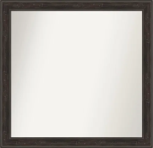 Vista 25 de Amanti Art Espejo de baño marrón para sobre el fregadero, 24 x 24 pulgadas, espejo de tocador cuadrado marrón Caleb, marco de madera rústica