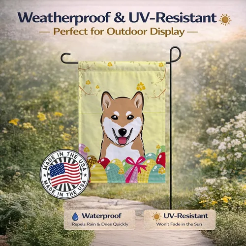 Vista 168 de Caroline's Treasures BB1923GF Bandera decorativa para jardín con diseño de Border Collie, para caza de huevos de Pascua, para jardín, jardín, patio
