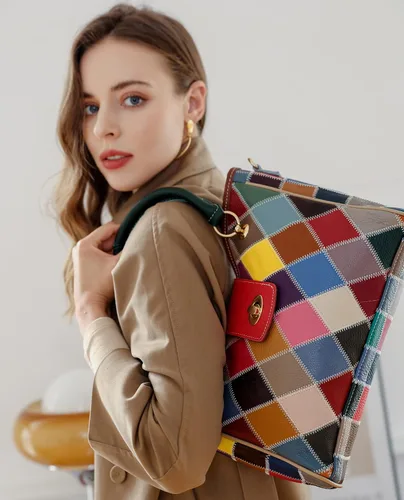 Vista 5 de Bolso Heshe multicolor, bolso de mano, cartera redonda, bolso cruzado para mujer