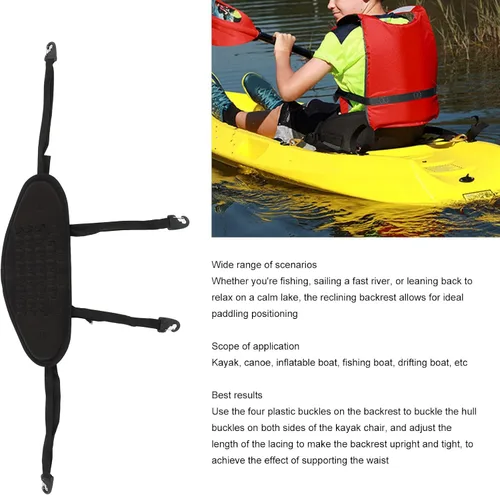 Vista 3 de Respaldo para kayak, acolchado y cómodo, impermeable, soporte para respaldo de canoa, comodidad mejorada con correa para un apoyo óptimo