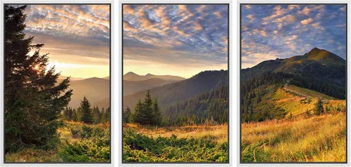 Vista 88 de wall26 Lienzo enmarcado para pared, juego de arte rojo, verde y amarillo, bosque de montaña otoñal, naturaleza, desierto, fotografía, realismo