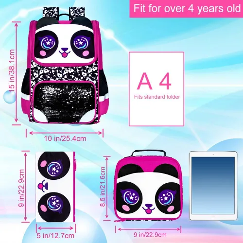 Vista 54 de KLFVB Mochila de 3 piezas para niñas y niños, bolsa de libros de dinosaurio de unicornio de 15 pulgadas con lonchera, bolsa escolar preescolar