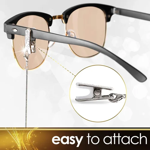 Vista 2 de Cadenas de lentes para mujeres y hombres correa de soporte para gafas cadena de lentes de metal Plata oro ónix