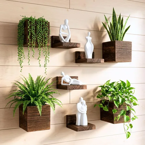 Vista 11 de LaLaGreen - Maceta de madera para plantas (2 cajas + 2 estantes), paquete