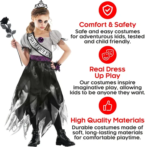 Vista 4 de Morph Costumes Spooky Prom Queen Costume for Girls - Scary Costumes Girls, Scary Halloween Costumes Girls, Scary Girl Costume