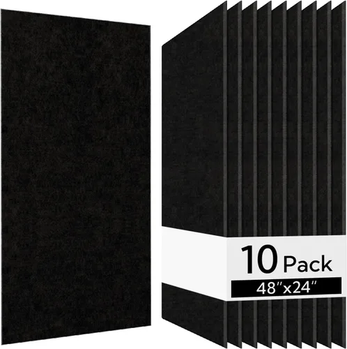 Vista 11 de Olanglab Paquete de 10 paneles acústicos de pared, 48 x 24 pulgadas por cada panel acústico, absorbentes de sonido, paneles de sonido decorativos