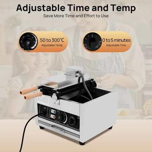 Vista 3 de Máquina eléctrica para hacer gofres, 3 rebanadas antiadherente, máquina comercial para hacer gofres, mini wafles de acero inoxidable de 110 V 1500