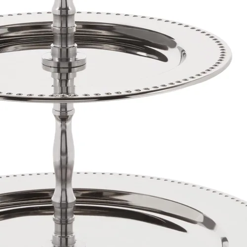 Vista 3 de Elegance - Soporte de buffet con cuentas de 3 niveles, plateado, grande