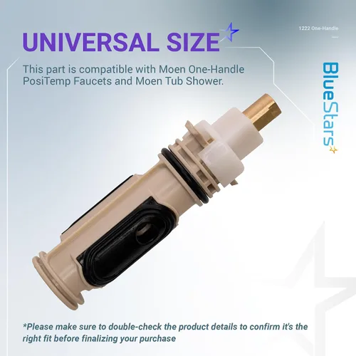 Vista 3 de BlueStarts 1222 - Cartucho de grifo de una manija de alta calidad, compatible con grifos PosiTemp de una manija Moen y ducha de bañera Moen