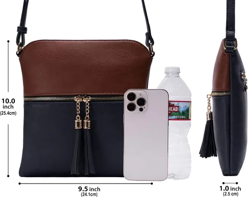 Vista 5 de Solene Bolso Cruzado Ligero para Mujer de Tamaño Mediano con Borla, Bolsos Cruzados de Tamaño Perfecto para Uso Diario, de Viaje