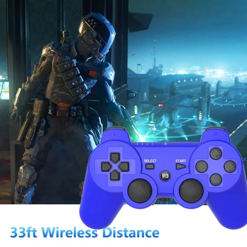 Vista 8 de 2 Pack PS3 Wireless Controller Playstation 3 Controller Wireless Bluetooth Gamepad with USB Charger Cable for PS3 Console (BLUE+RED)