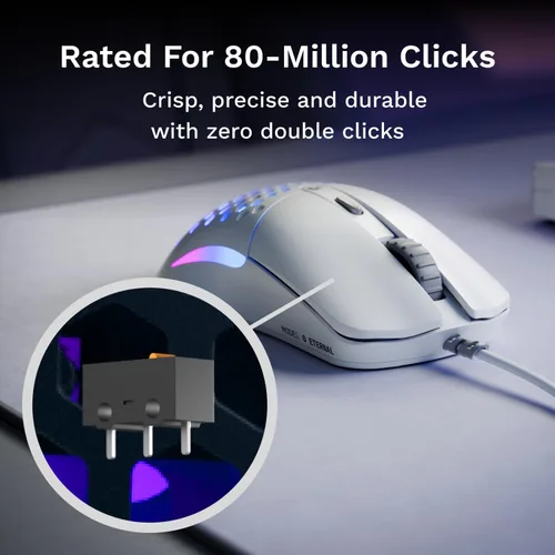 Vista 6 de Glorious Gaming - Mouse superligero con cable para juegos de PC con carcasa de panal, 6 botones programables, iluminación RGB y patines de PTFE