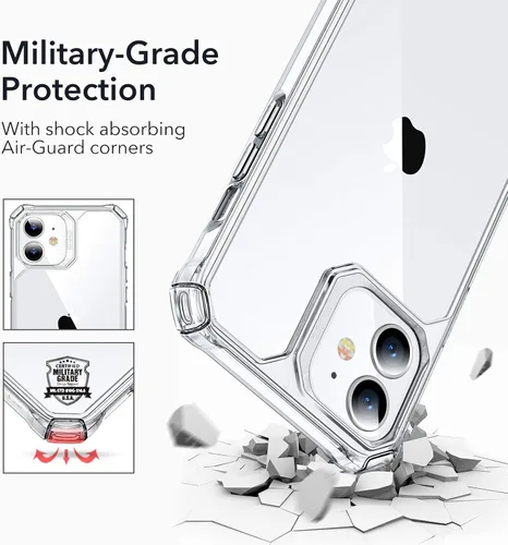 Vista 2 de ESR Funda para iPhone 12/iPhone 12 Pro, protección de grado militar, esquinas de protección de aire a prueba de golpes, parte trasera resistente al