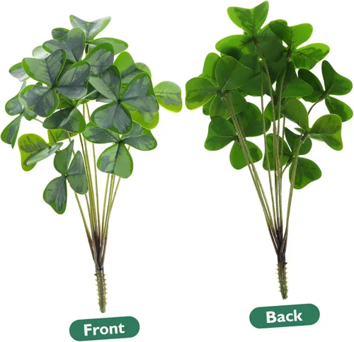 Vista 6 de LIFKOME 3 racimos de florero de simulación de plantas verdes de trébol arbustos de hojas de imitación plantas al aire libre, decoración de bonsái