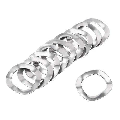Vista 4 de uxcell 10 arandelas de resorte ondulado de acero inoxidable 304 de 0.41 "x 0.59" x 0.01 pulgadas para tornillo