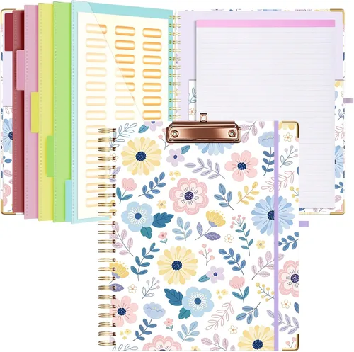 Vista 17 de Ospelelf Portapapeles con almacenamiento de 8.5 x 11, organizador de padfolio, cartera en espiral, tamaño carta con bloc de notas, soporte