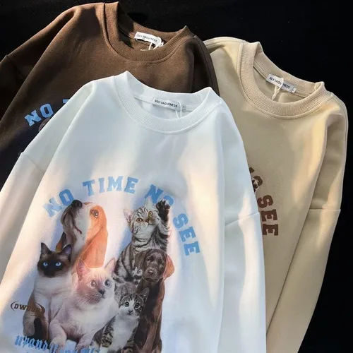 Vista 6 de Sudadera gráfica con cuello redondo para mujer, sudadera de gran tamaño para mujer, ropa Y2K
