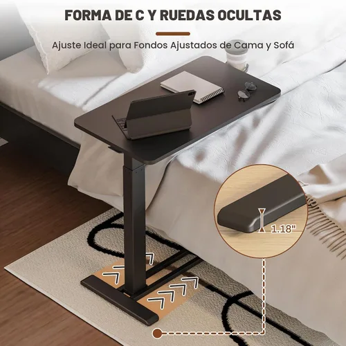 Vista 3 de FLEXISPOT Escritorio Móvil de Pie con Ruedas Escritorio Neumático para Laptop Carrito de Computadora Rodante Móvil Altura Ajustable Pequeño Negro