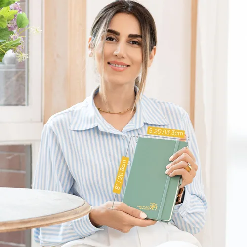 Vista 2 de POPRUN Cuaderno rayado para mujeres y hombres, tamaño mediano A5 de 5.25 x 8 pulgadas, papel grueso de 120 GSM, 128 páginas, tapa dura, cuaderno