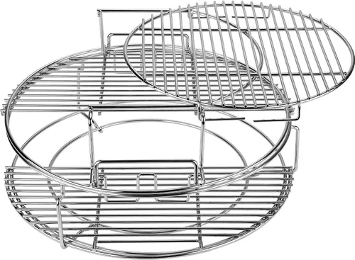 Vista 7 de Estante de Repuesto BGE de 2 Piezas Multinivel para Large Green Egg, Kit EGGspander de Acero Inoxidable - Sistema de Cocción Multifunción Expansor