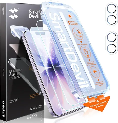 Vista 12 de SMARTDEVIL Protector de pantalla de privacidad para iPhone 17 Pro con protector de lente de cámara, vidrio templado inastillable