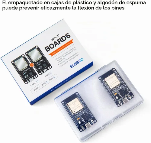 Vista 6 de ELEGOO 3PCS ESP-32 Dev Boards, ESP-WROOM-32, USB-C, WiFi Bluetooth 4.2