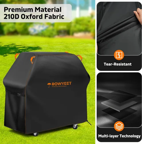 Vista 3 de Cubierta de parrilla para parrilla al aire libre, ajuste universal Oxford impermeable para exteriores, cubierta de gas anti-UV con dobladillo