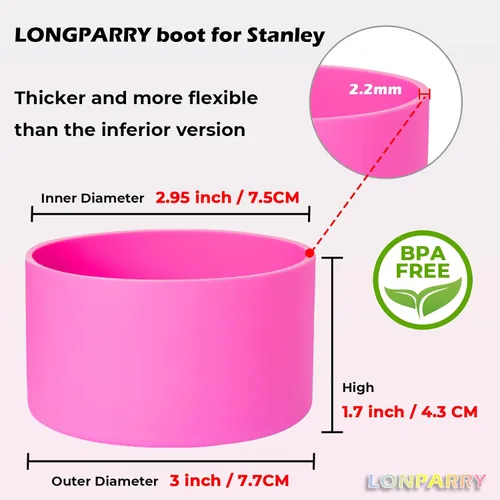 Vista 2 de Paquete de 2 botas de silicona para Stanley Cup 30oz 40oz y Stanley IceFlow Barbie rosa+rosa