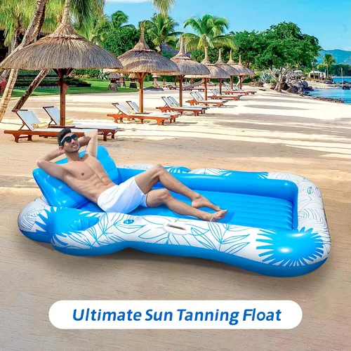 Vista 6 de Inflatable Pool Lounger for Adults, Extra Large Blow Up Tanning Pool Bed, Sunbathing Floating Raft, Portable Suntan Tub Floaties for Beach, Pool &