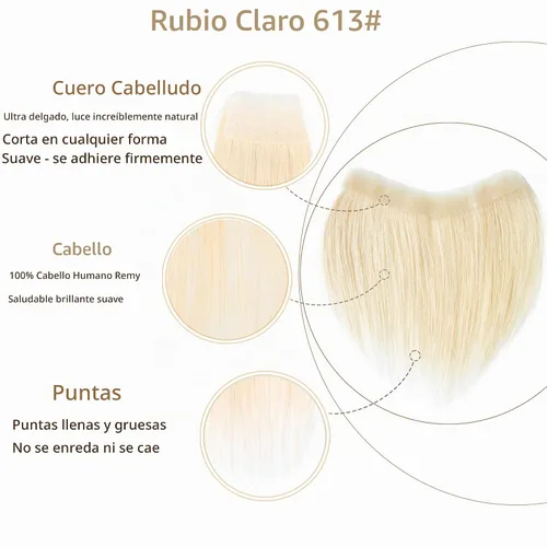 Vista 2 de Postizo frontal para hombres con pérdida de línea capilar Rubio