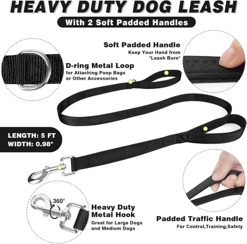 Vista 5 de Juego de chaleco y correa táctico para perro de servicio, arnés resistente con hebillas de metal para perros de tamaño mediano, chaleco ajustable