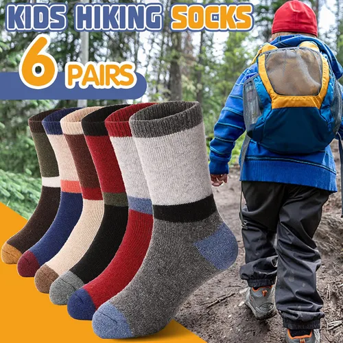 Vista 44 de ANTSANG Calcetines de Lana, Calcetines Térmicos Cálidos y Gruesos Tipo Crew Boot para Niños Pequeños, Niños y Niñas, 6 Pares