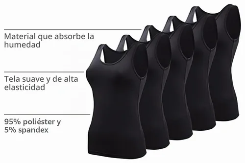 Vista 4 de BQTQ 5 piezas de camisetas sin mangas para mujer, camisetas sin mangas Negro