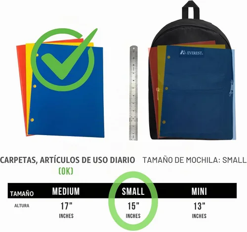 Vista 8 de Everest mochila clásica para equipaje, Verde agua), 1045K-AQ Azul aguamarina
