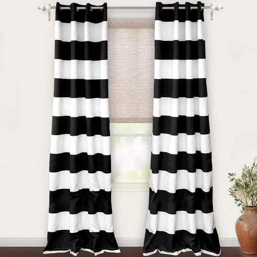 Vista 10 de DriftAway Cortinas negras con rayas para oscurecimiento de habitación, cortinas con ojales clásicas de rayas horizontales para dormitorio, sala