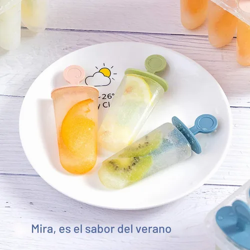 Vista 4 de Moldes de paletas de silicona, 8 moldes de silicona para paletas, moldes de paletas de hielo caseros sin BPA, reutilizables de fácil liberación