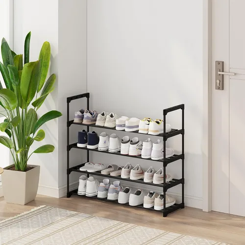 Vista 2 de Calmootey Zapatero de 4 niveles, organizador de almacenamiento de zapatos de gran capacidad, 20 pares de zapatos, estante ancho apilable