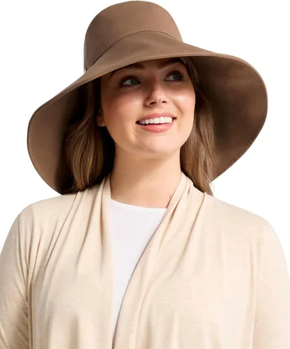 Vista 9 de Solbari Sombrero de sol de lino de algodón ultra ancho para mujer, UPF 50+, plegable, ajustable con agujero para cola de caballo para viajes, playa