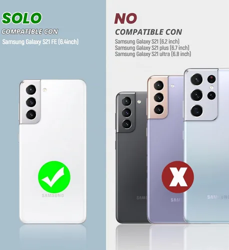 Vista 2 de Oterkin Funda para Samsung Galaxy S21 FE, resistente a prueba de golpes de grado militar con soporte y protector de pantalla de vidrio templado Negro